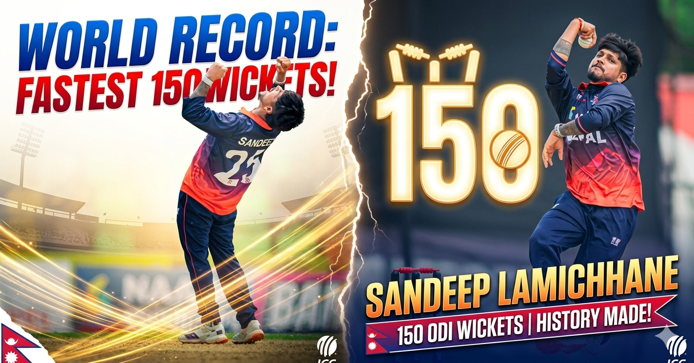 Sandeep Lamichhane takes fastest 150 wickets in world cricket history